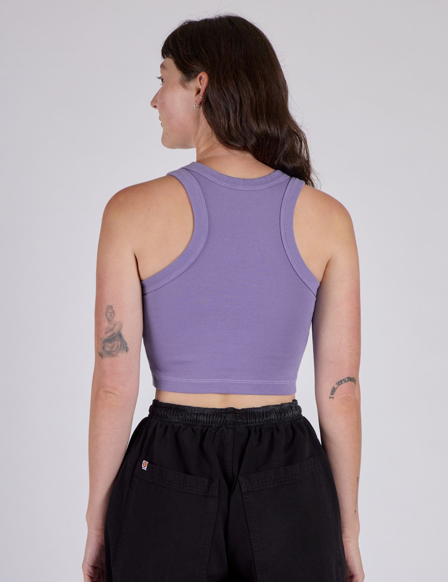 Back view of the Faded Grape Porthole Tank