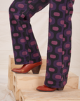 Western Pants in Purple Tile Jacquard pant leg close up on Tiara
