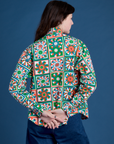 Cropped Overshirt in Quilt Print back view on Alex