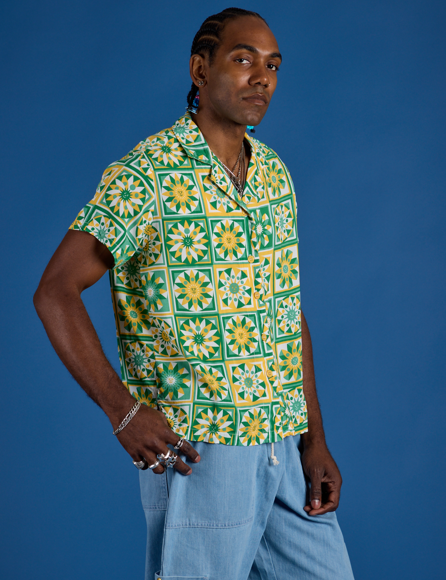 Spring Quilt Print Pantry Button-Up