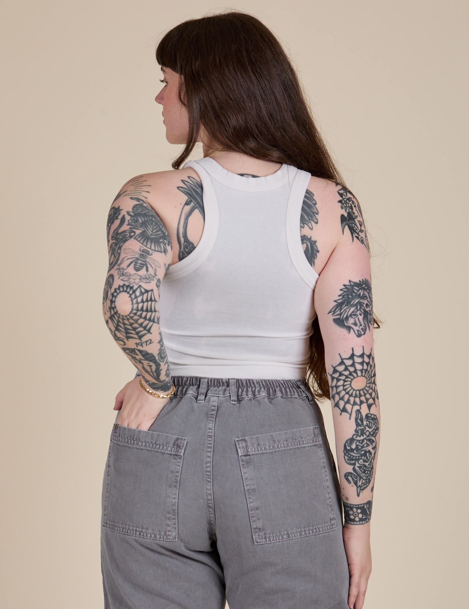 Racerback Tank - Vintage Tee White