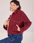 Mechanic Jacket in Mustang Red side view on Tiara