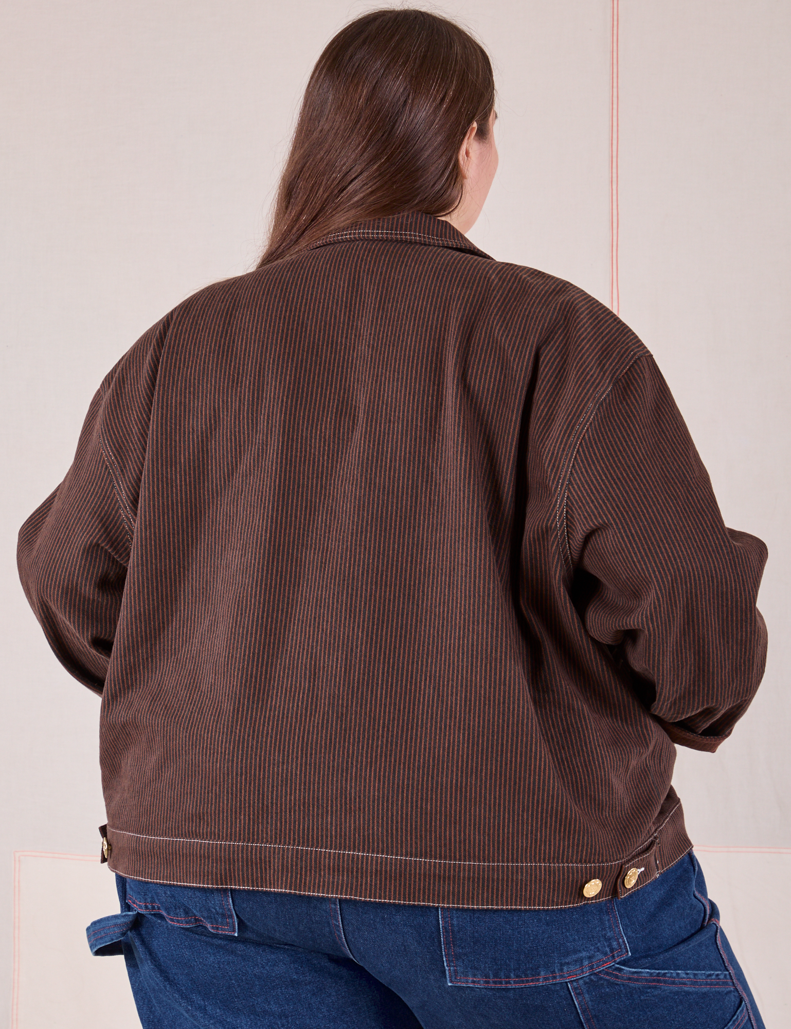 Mechanic Jacket in Fudgesicle Brown back view on Marielena