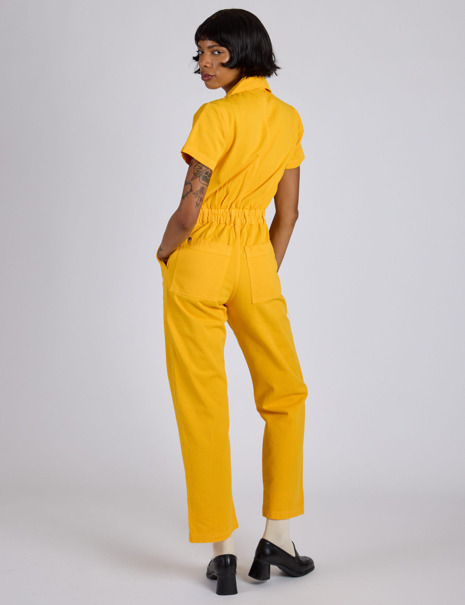 Short Sleeve Jumpsuit - Sunshine Yellow