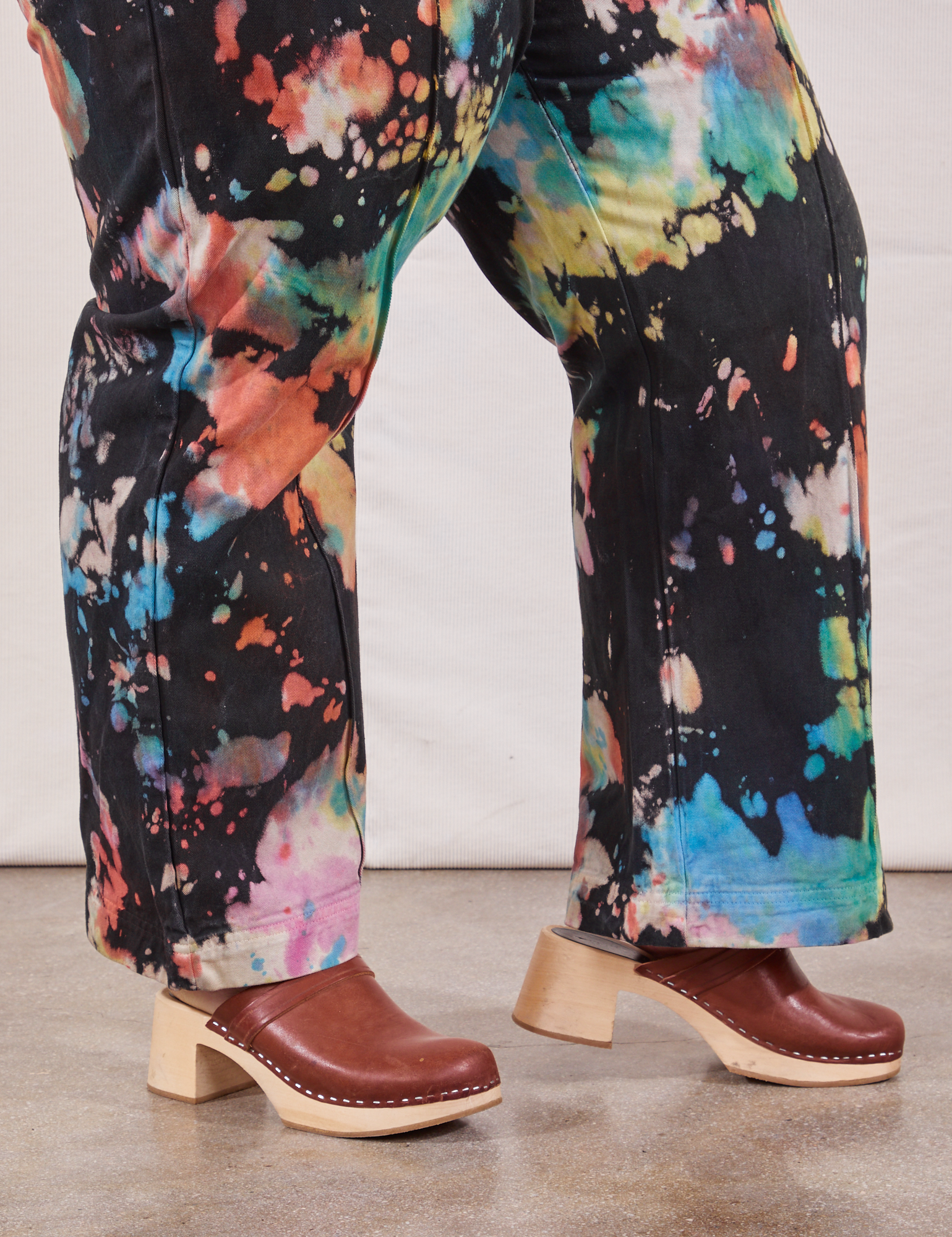 Western Pants in Rainbow Magic Waters side view pant leg close up on Ashley