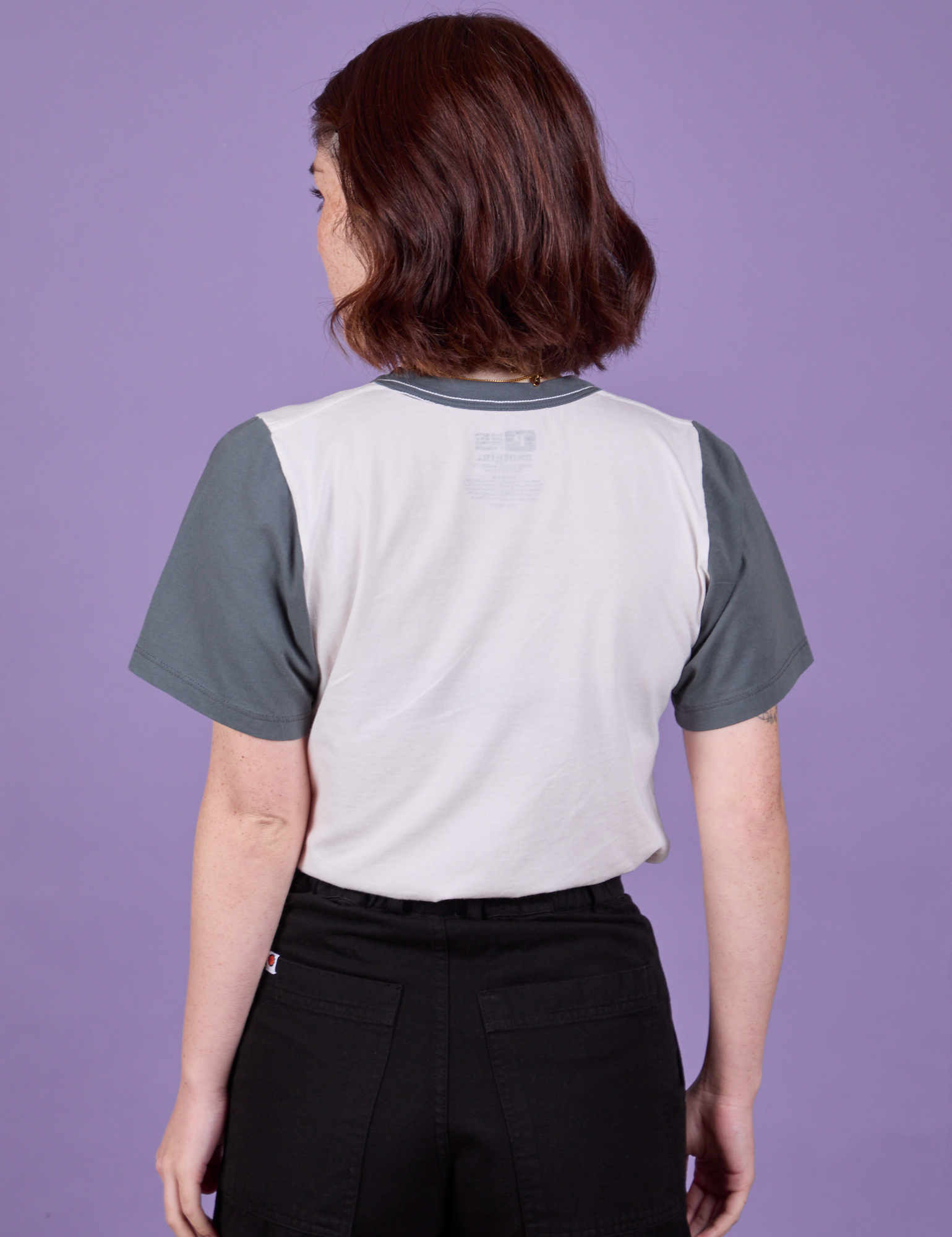 Grey Cool Girl Tee back view on Hana