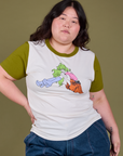 Ashley is 5'7" and wearing L Olive Lottie Tee