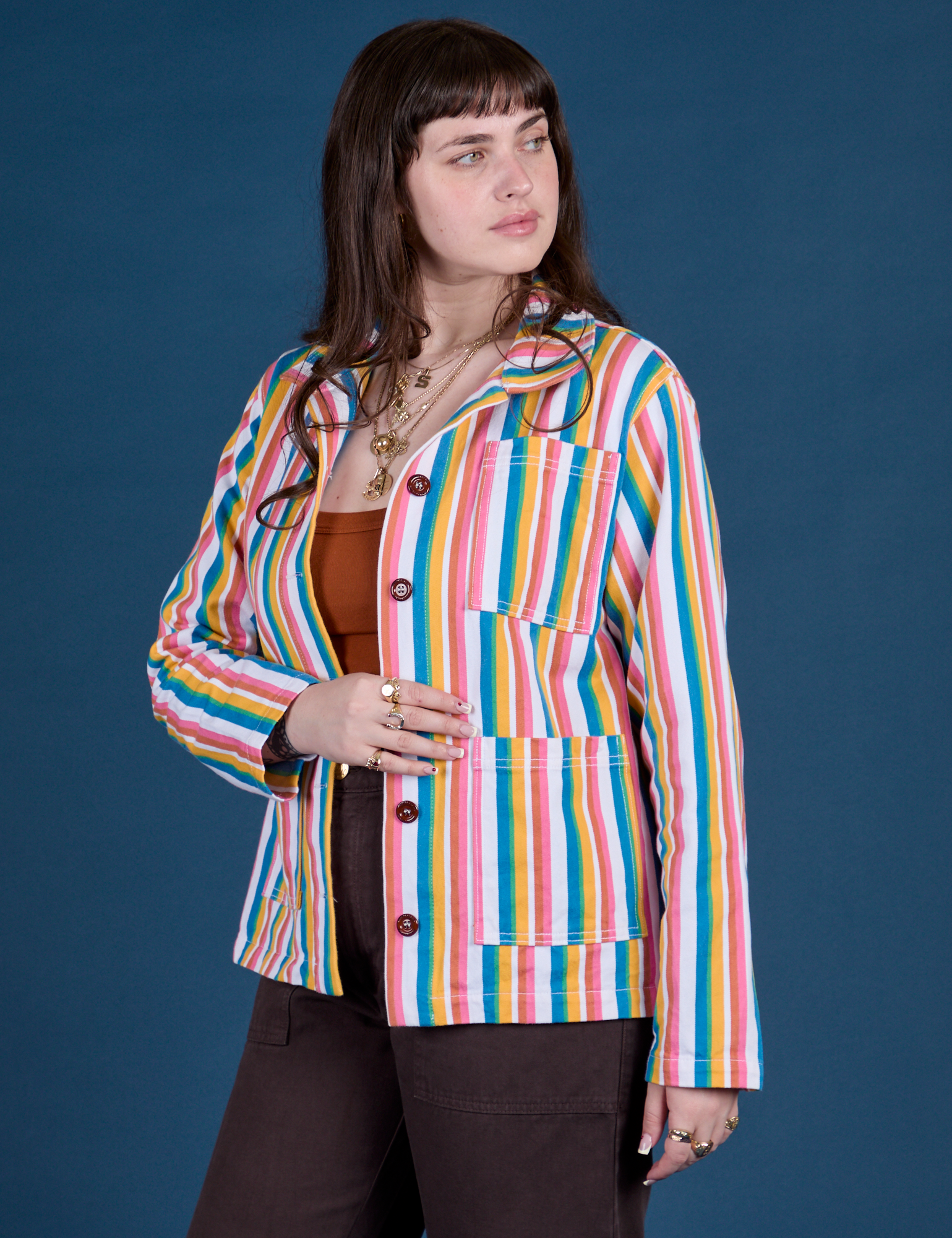 Stripe Work Jacket in Rainbow Stripe on Sydney