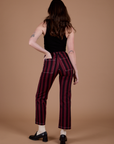 Black Stripe Work Pants - Red Wine