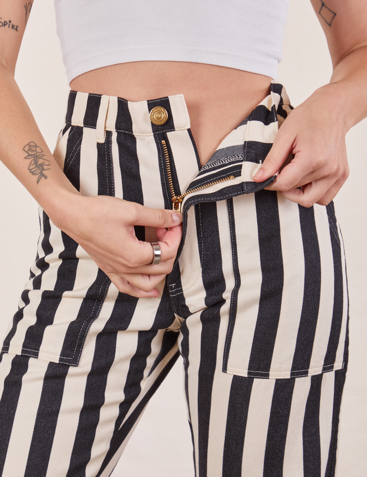 Black and white pinstripe top jeans