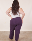 Back view of Cropped Rolled Cuff Sweatpants in Nebula Purple on Ashley