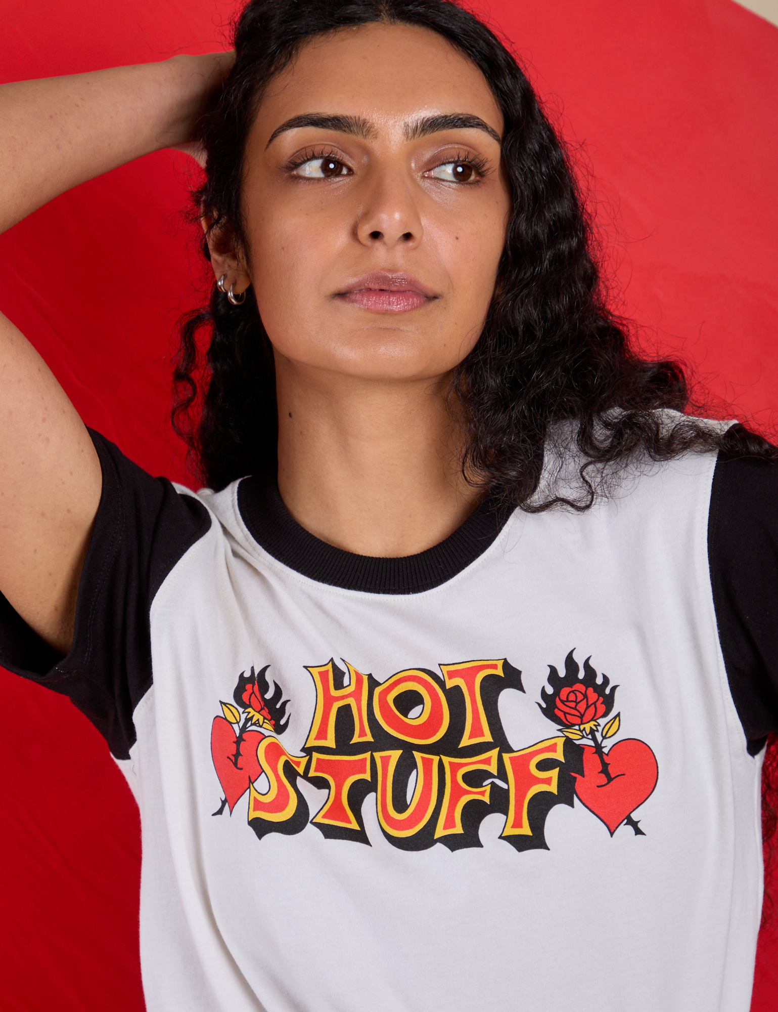 Close up of Vintage Tee in Hot Stuff on Shahana