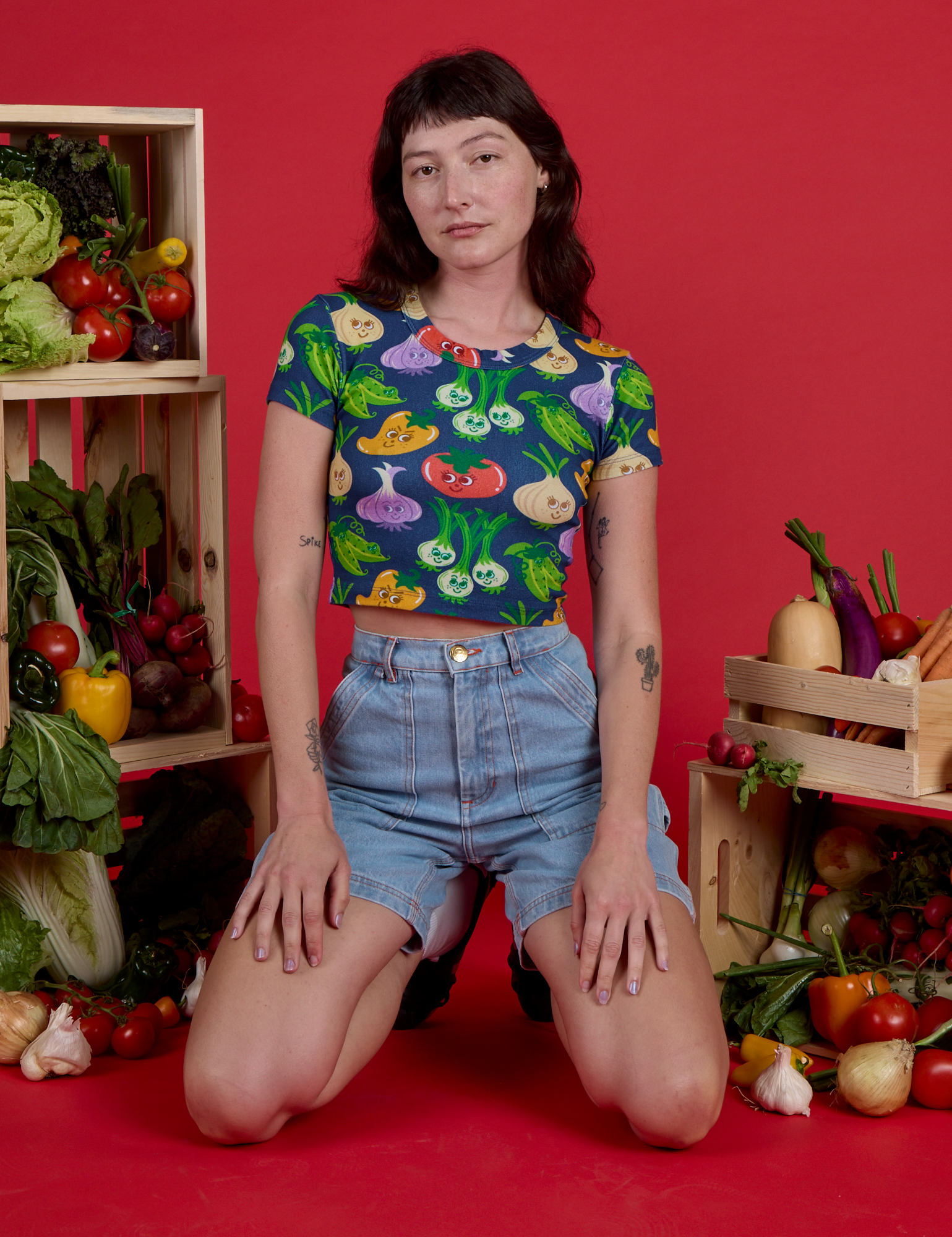 Veggie Village Cropped Baby Tee
