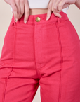 Western Pants in Hot Pink front close up on Alex