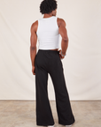 Wide Leg Sweat Pants in Basic Black back view on Jerrod