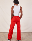 Wide Leg Sweat Pants in Mustang Red back view on Jerrod