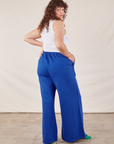 Wide Leg Sweat Pants in Royal Blue back view on Ryan