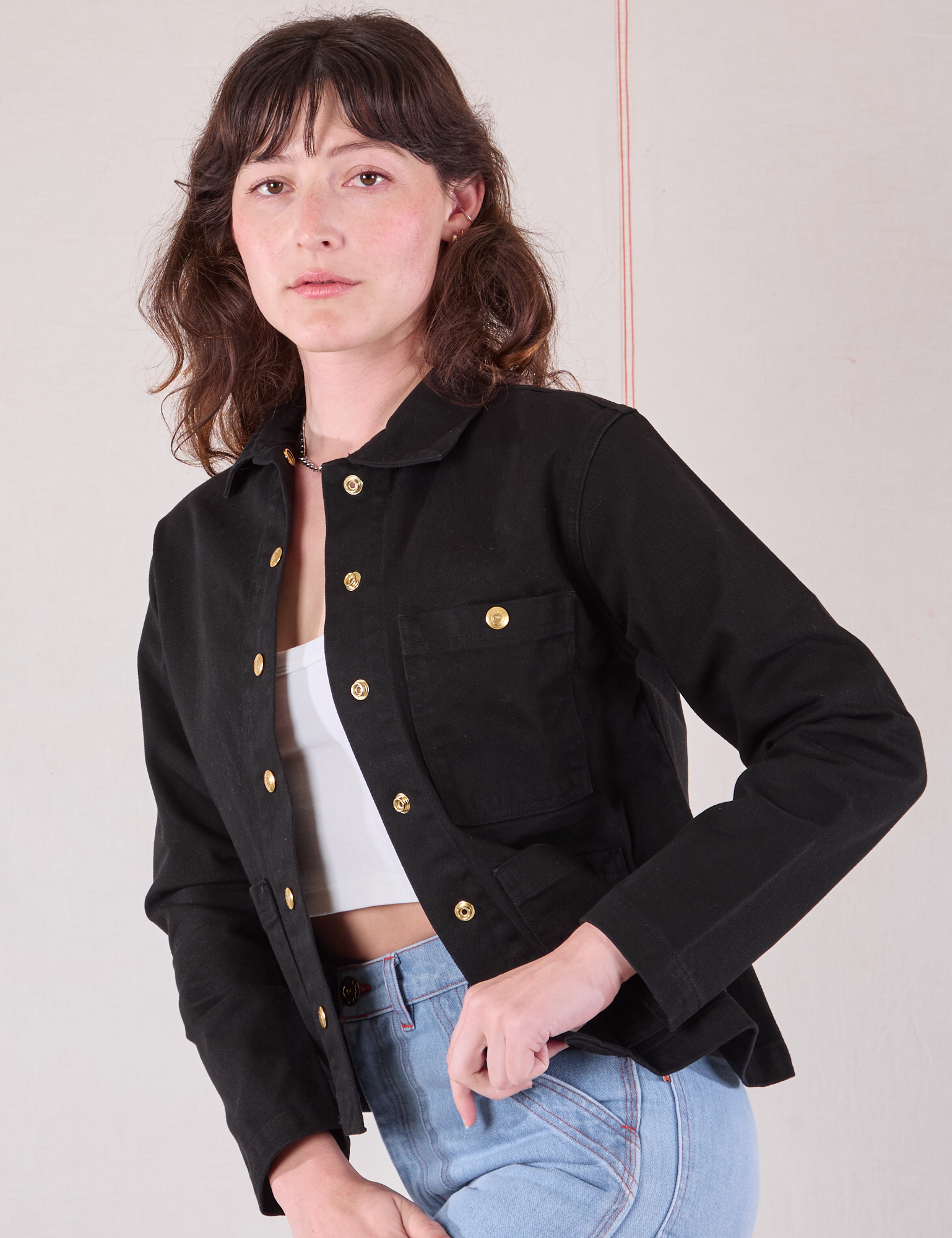 Denim Work Jacket in Basic Black on Alex