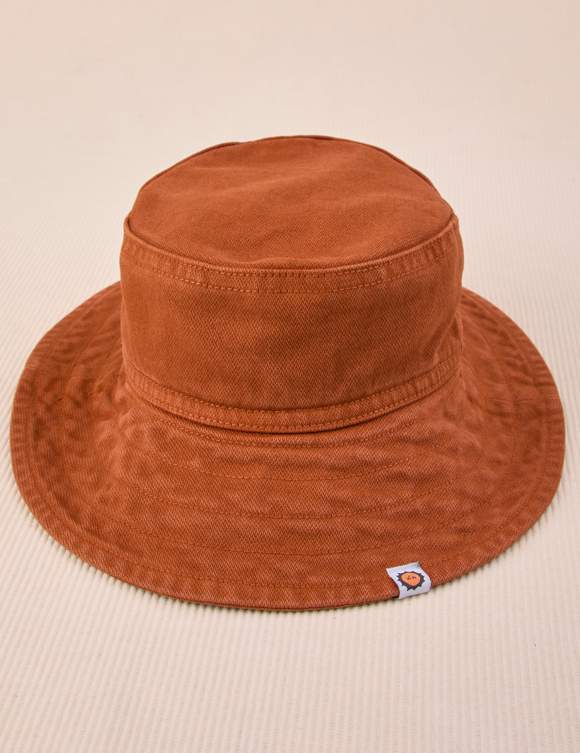 Wide Brim Denim Bucket Hats in Burnt Terracotta