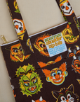 Halloween Masks Shoulder Zip Tote close up