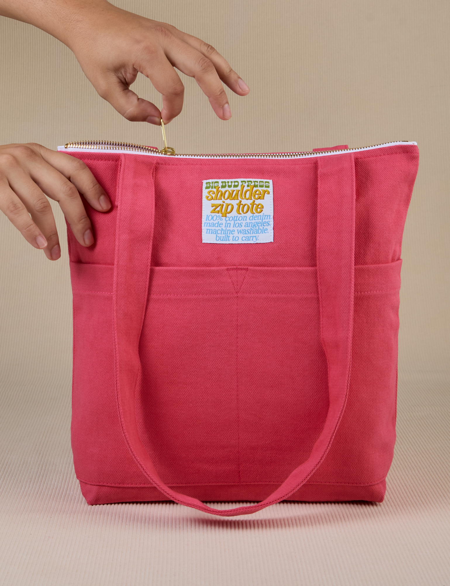Over-Shoulder Zip Mini Tote in Hot Pink