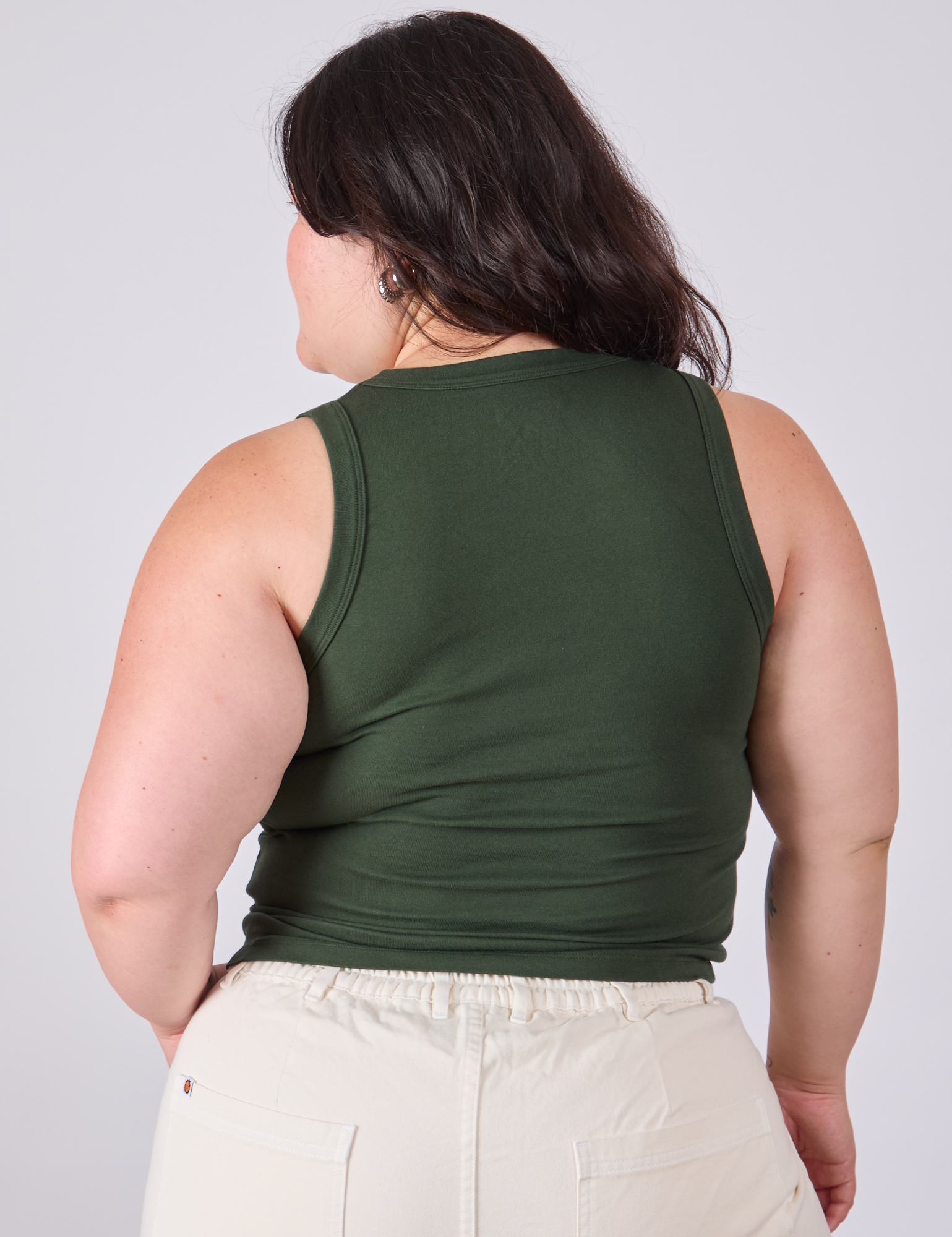 Tank Top in Swamp Green back view on Ashley
