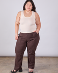Ashley is wearing Tank Top in Vintage Tee Off-White paired with espresso brown Work Pants