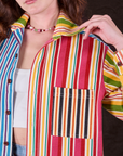 Cropped Overshirt in Mixed Stripe front close up on Alex