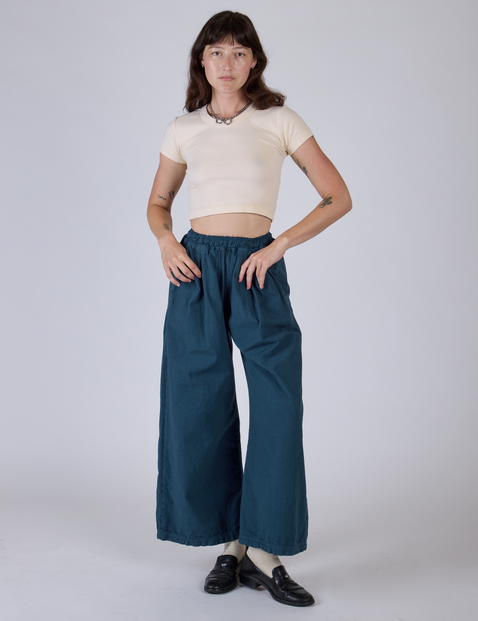 Pleated Pull-On Pants - Lagoon