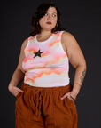 Kristen is 5’9” and wearing L Black Star Airbrush Muscle Tee