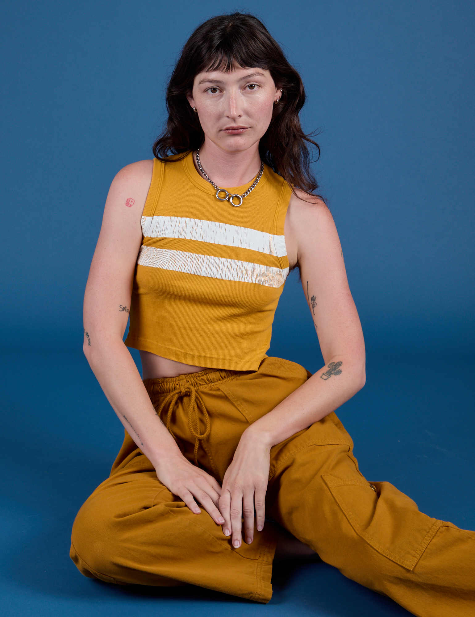 Painted Muscle Tee - Mustard Yellow