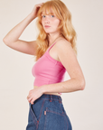 Cropped Cami in Bubblegum Pink side view on Margaret