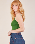 Cropped Cami in Lawn Green side view on Margaret