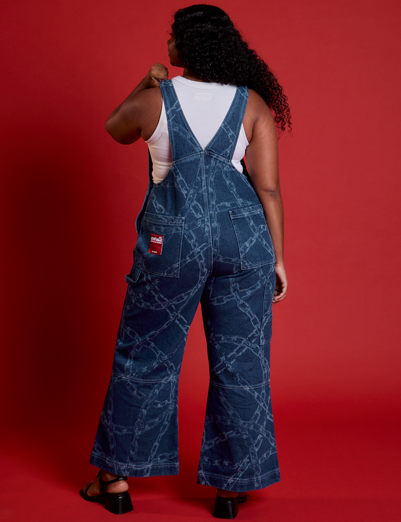 Carpenter Overalls in Chain Link back view on Meghna