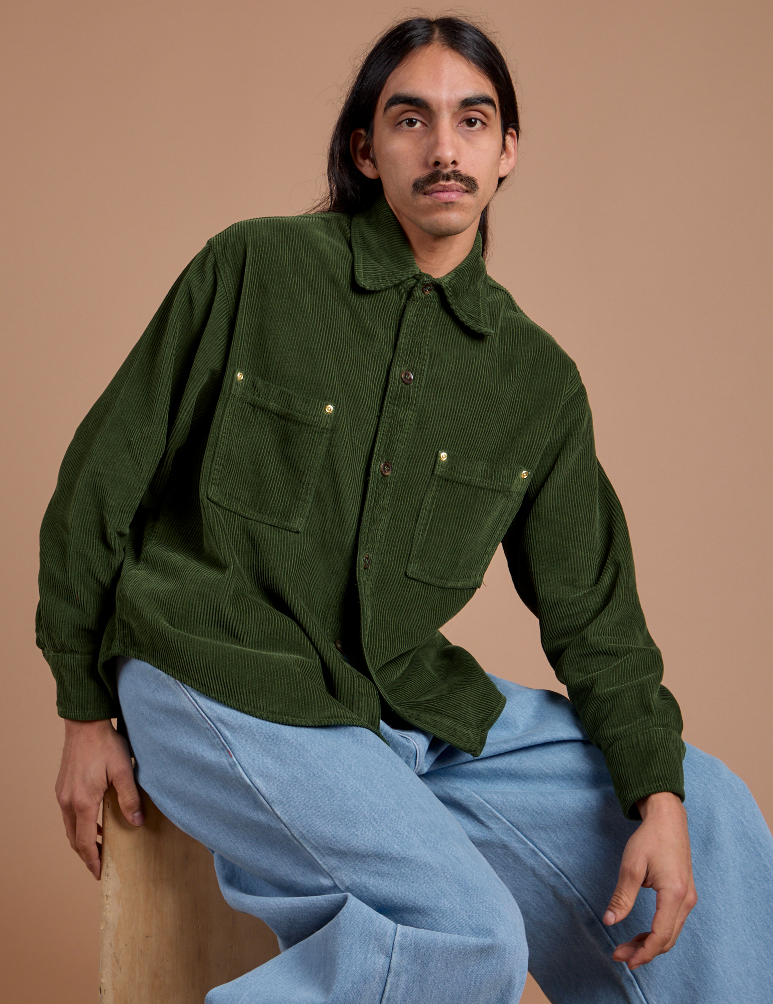 Cropped Corduroy Overshirt - Evergreen