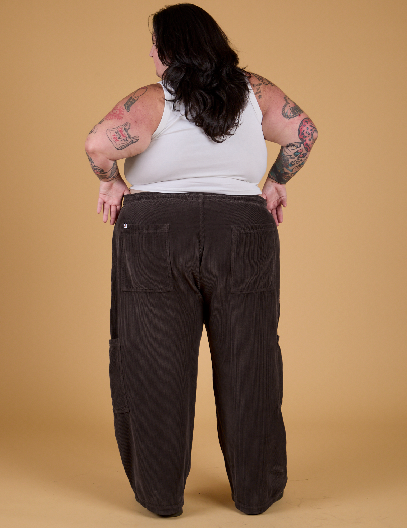 Corduroy Drop Pocket Cargo Pants - Espresso Brown