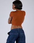 Cropped Baby Tee - Burnt Terracotta