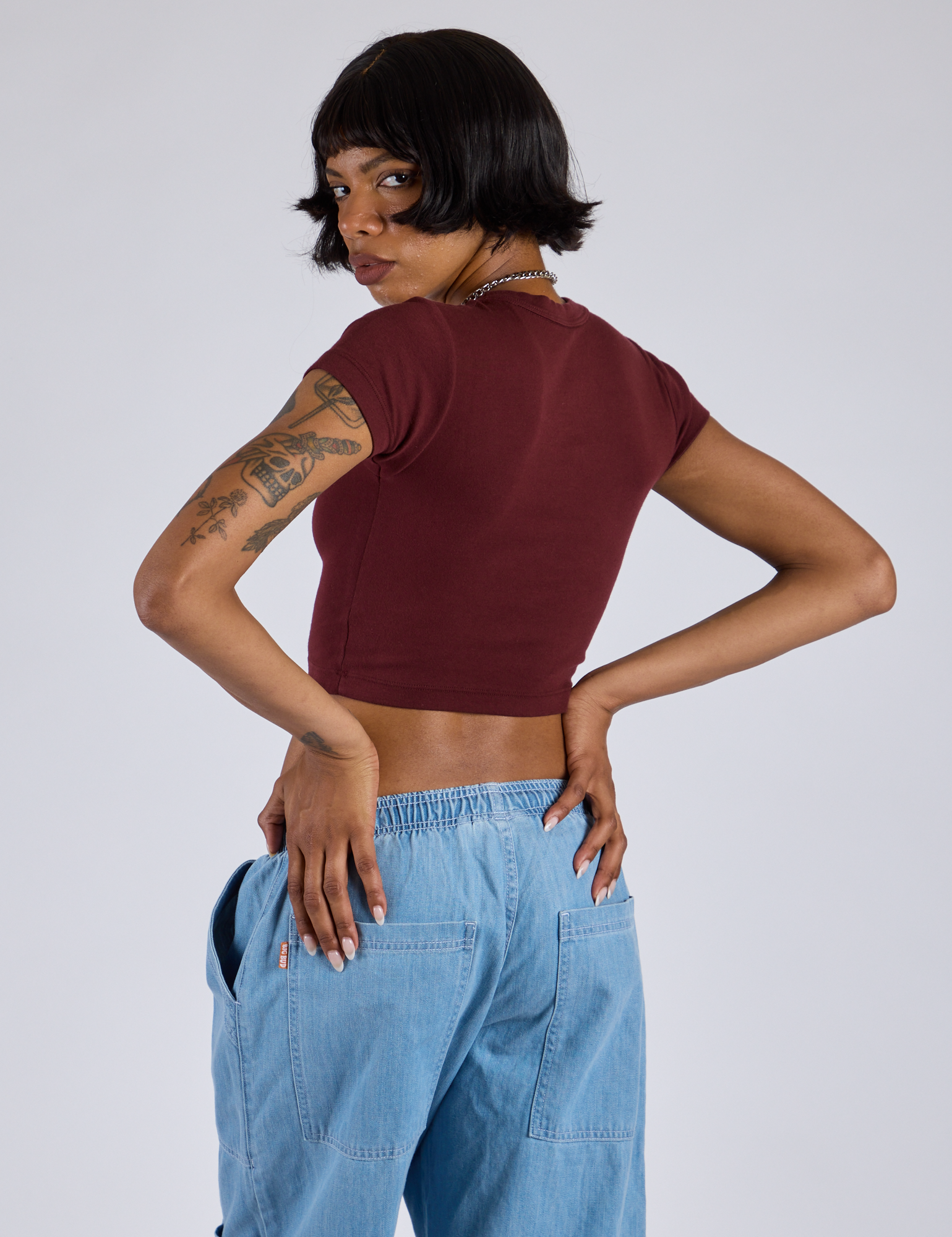 Cropped Baby Tee - Red Wine