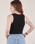 Cropped Tank Top in Basic Black back view on Hana