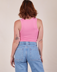 Back view of Cropped Tank Top in Bubblegum Pink worn by Alex