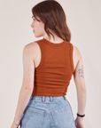 Cropped Tank Top in Burnt Terracotta back view on Hana