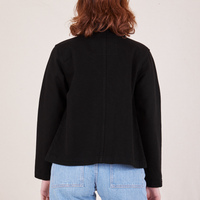 Back view of Denim Work Jacket in Basic Black worn by Alex