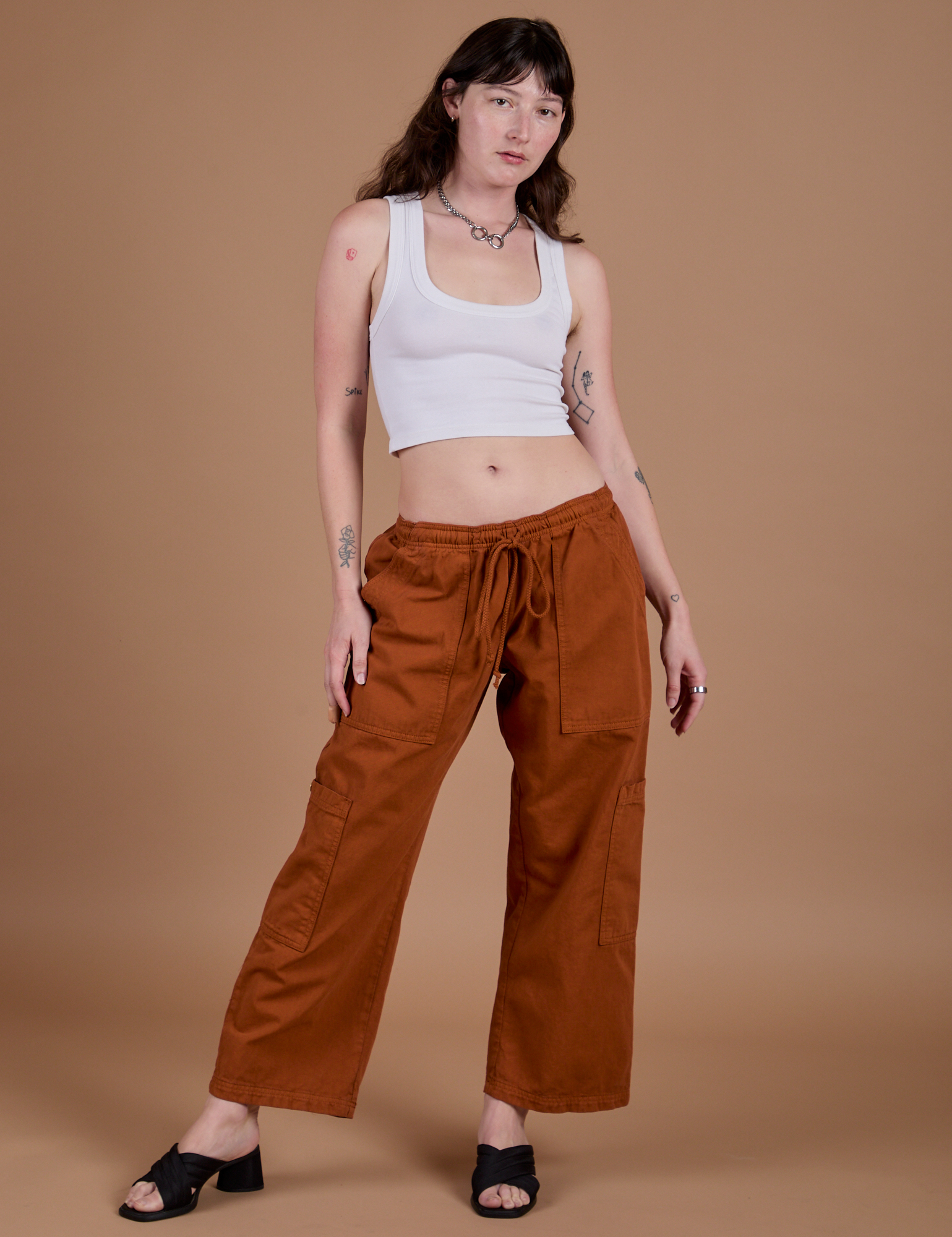 Drop Pocket Cargo Pants - Burnt Terracotta