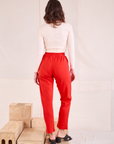 Easy Pants in Mustang Red back view on Alex