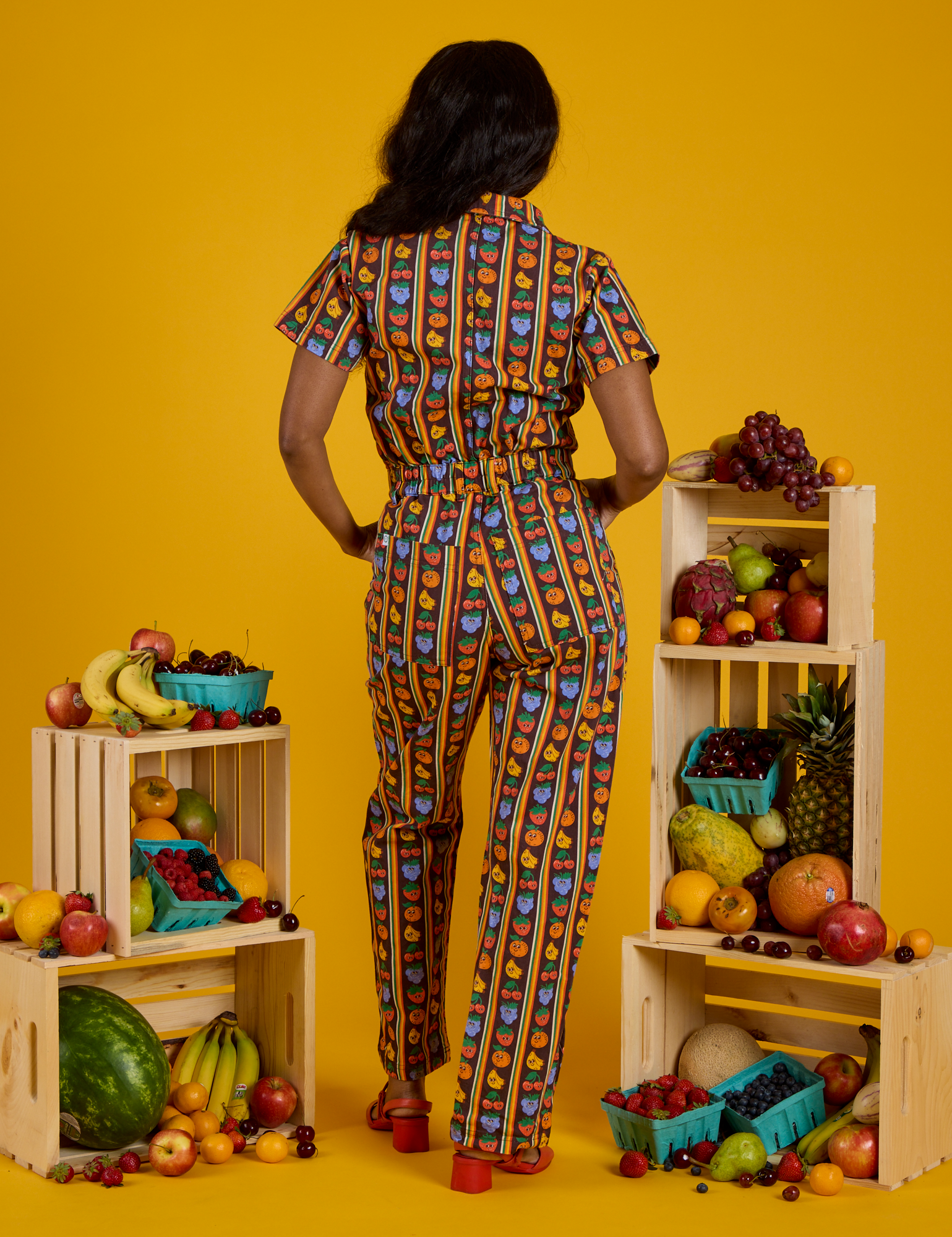 Short Sleeve Jumpsuit - Fruit Fantasy