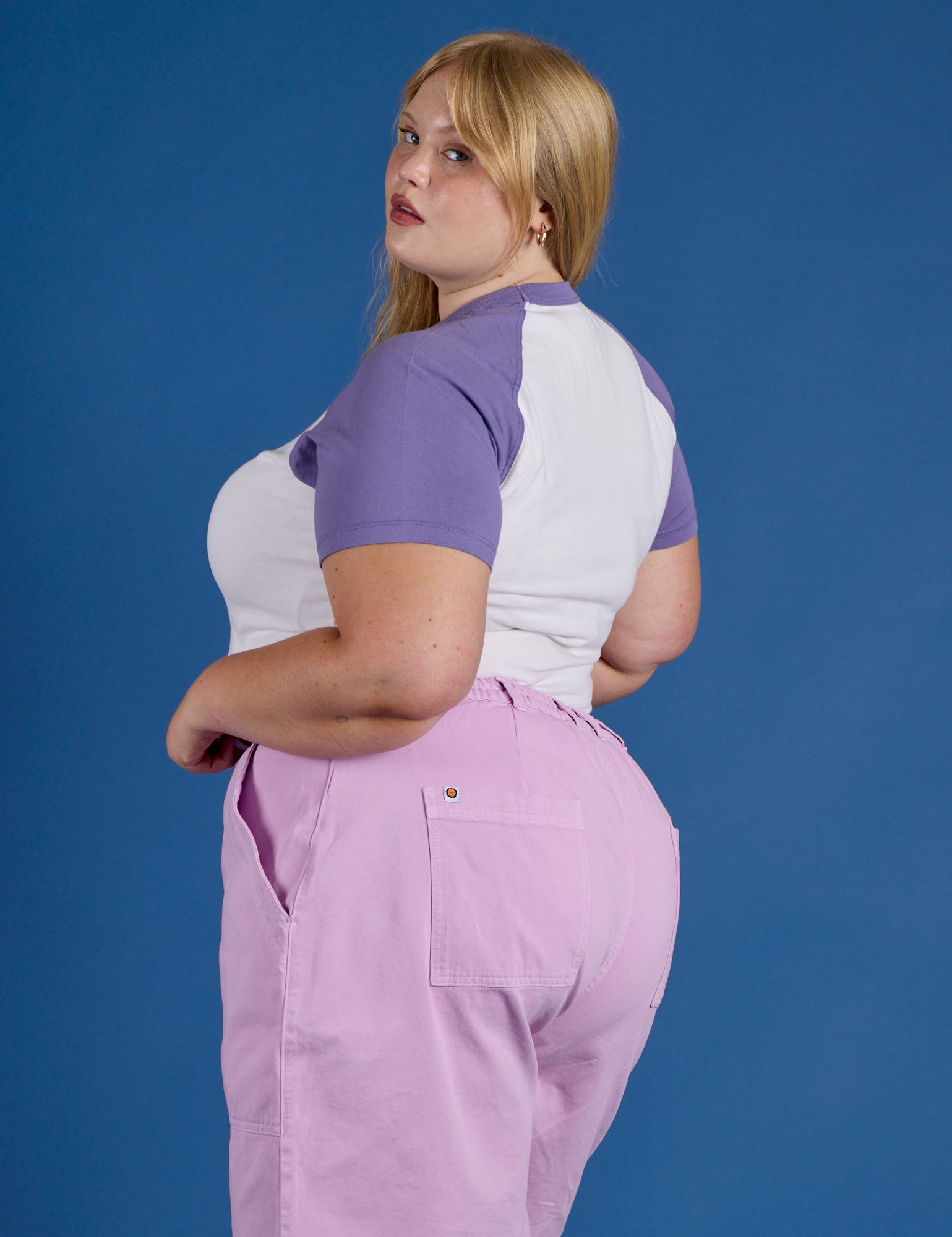 Produce Raglan Tee in Grape side view on Juliet