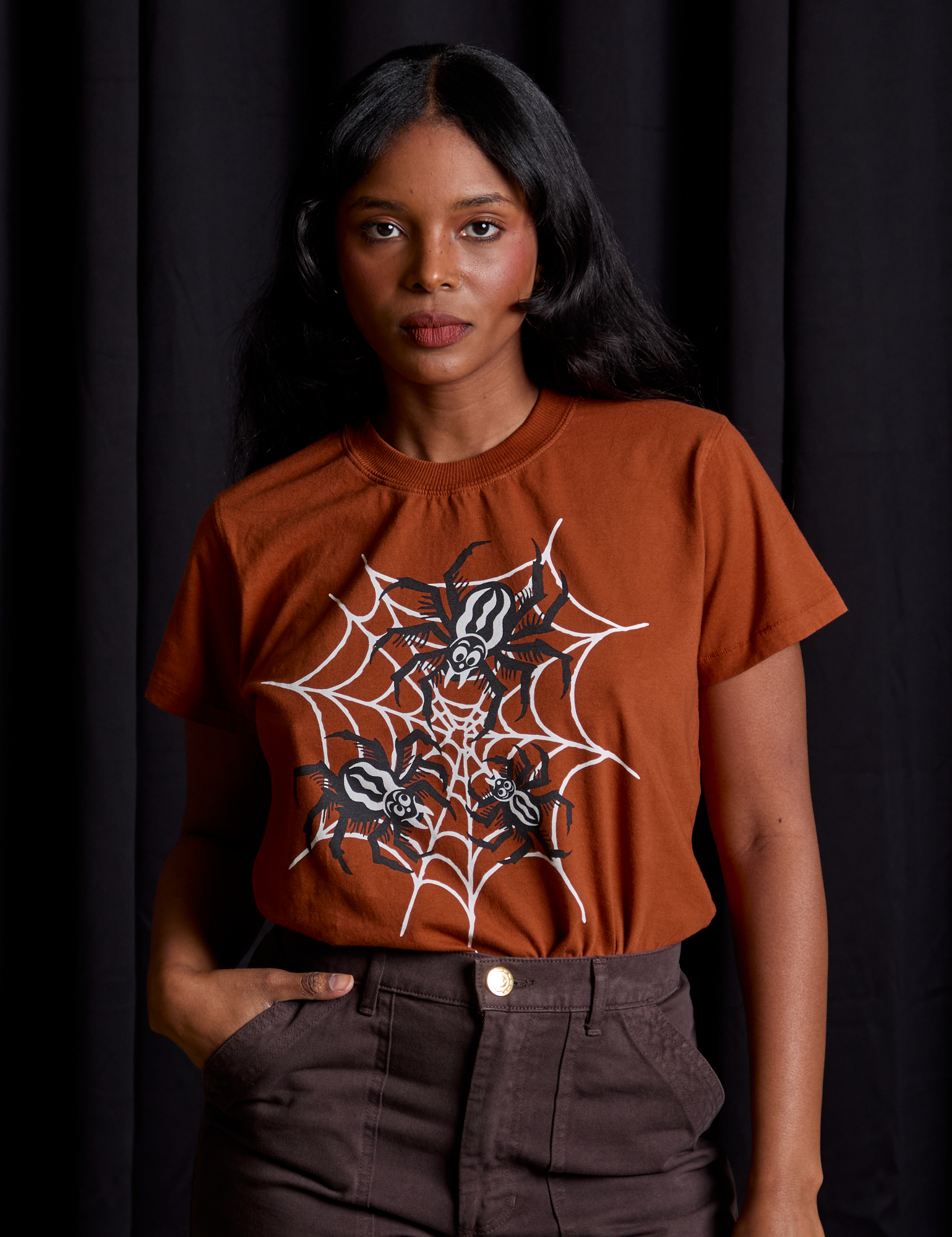 Kandia is 5&#39;3&quot; and wearing XXS Vintage Tee in Spidey