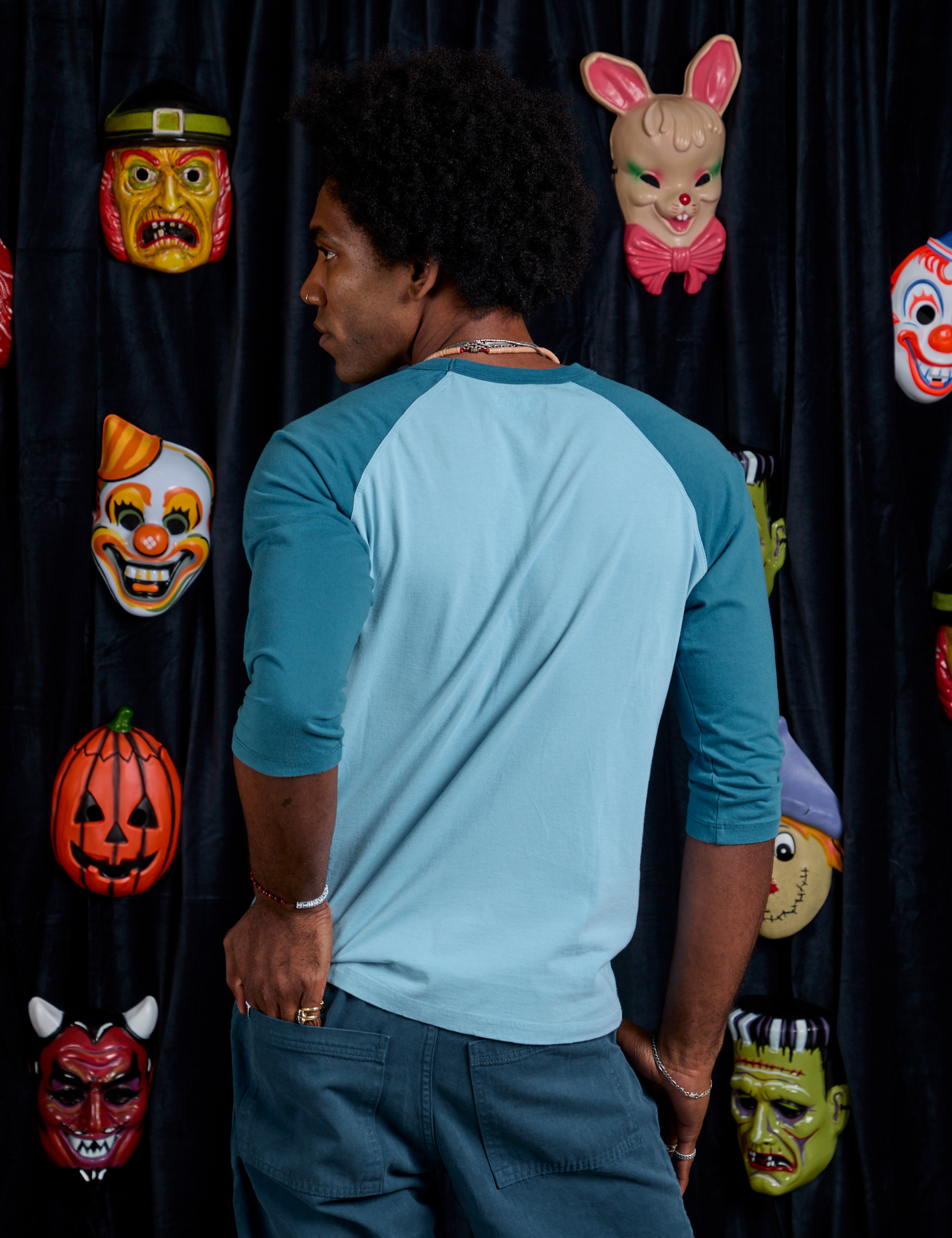 Raglan Tee in Haunted BBP back view on Jerrod