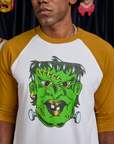 Raglan Tee in Frankenstein front close up on Jerrod