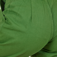 Back view close up of Heavyweight Trousers in Lawn Green on Alex